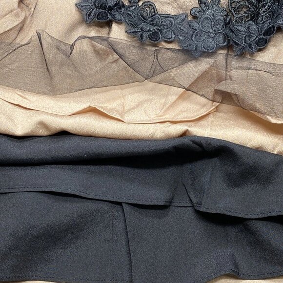 NEW DRESS THE POPULATION Cocktail Dress Black/Nude Size M Tahani Floral Midi - Picture 2 of 9